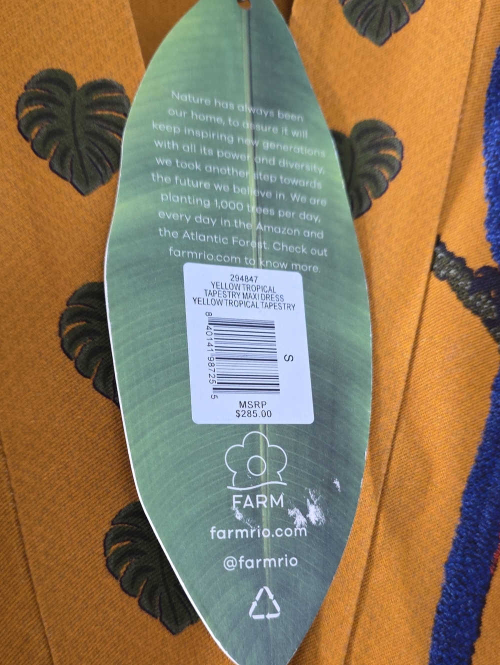 NWT FARM RIO | $285 Yellow Tropical Tapestry Maxi Dress - Picture 10 of 12